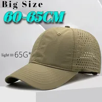 Big Size Quick Drying Baseball Caps Men's Outdoors Sport Dad Hat Summer Oversize Light Mesh Breathable Snapback Trucker Cap 65cm