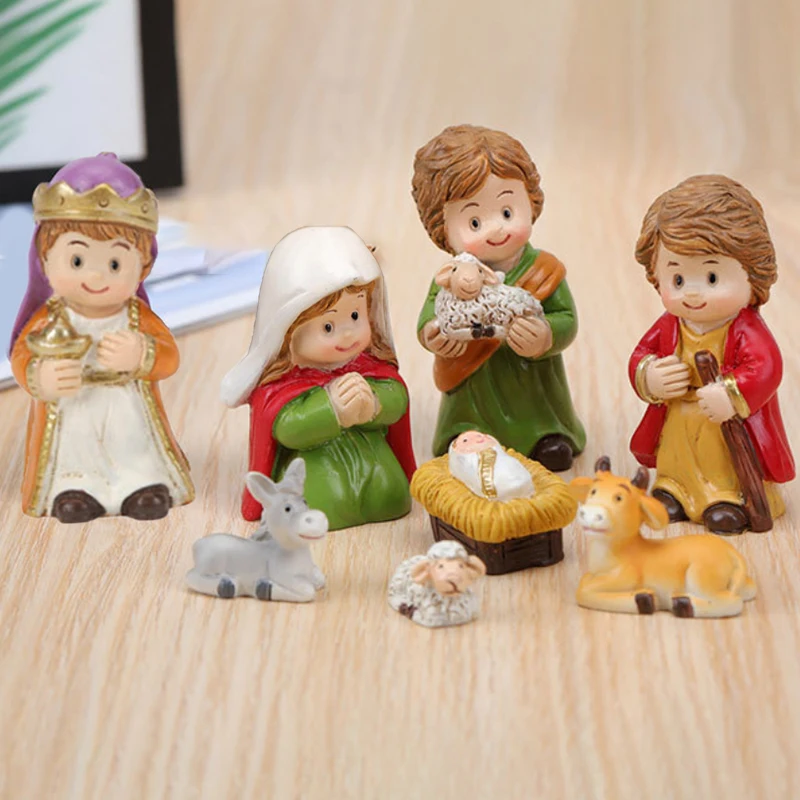 1 set di giocattoli per bambini per piccole persone, set di presepe per bambini, set di giochi di finzione per decorazioni natalizie, regalo di Natale per bambini