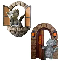 Miniature Fairy Gnome Window Door Figurines Elf Home For Yard Art Garden Sculpture Statues Decor Outdoor Decor Fairy Garden
