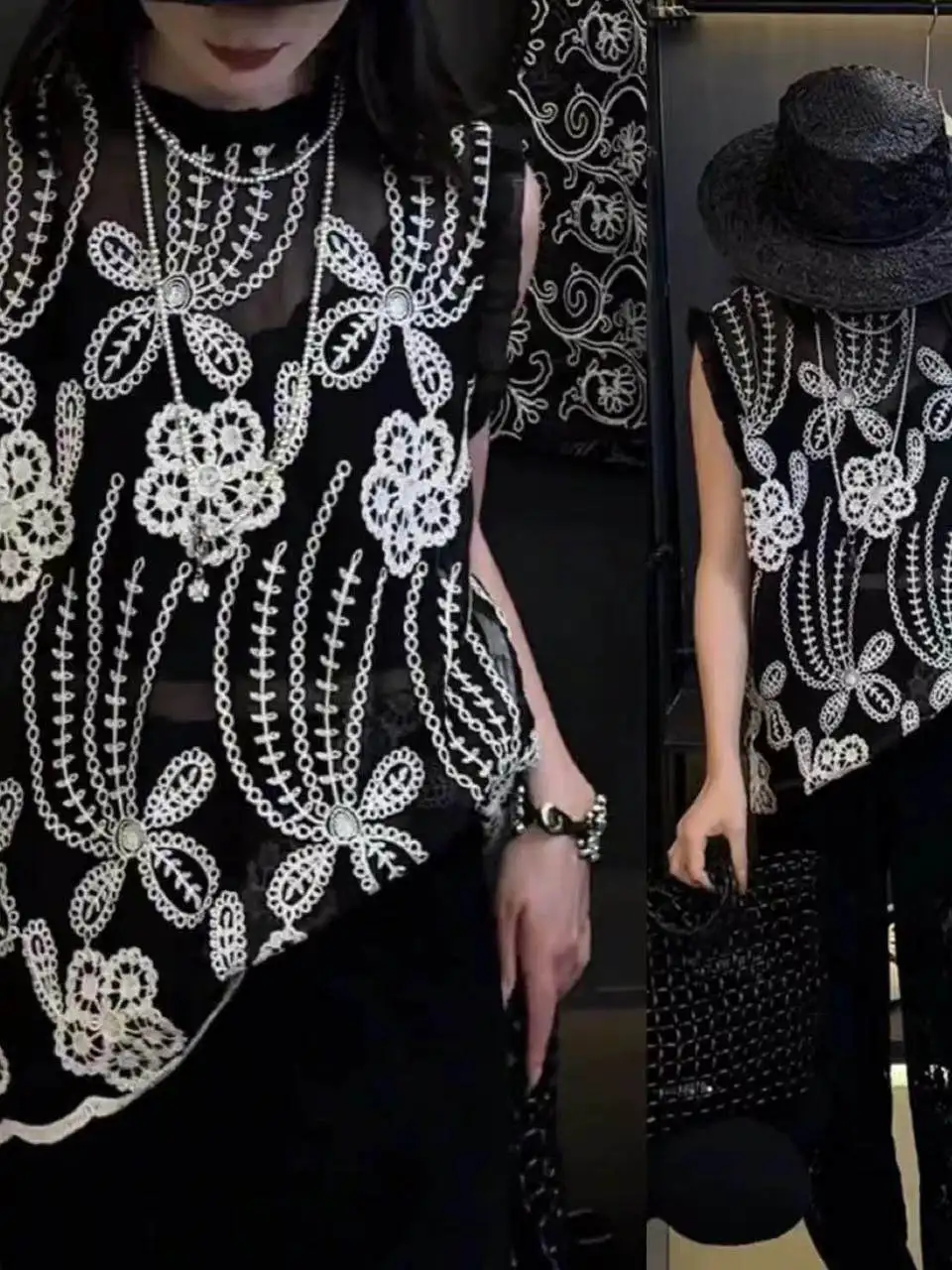 

Тяжелый жилет с кружевной отделкой и вышивкой Me Svel, женский летний новый прозрачный дышащий удобный повседневный топ