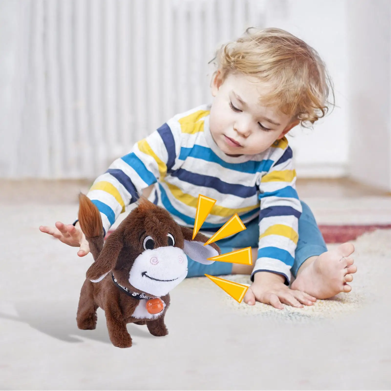 Electric Plush Electric Donkey Simulation Walking Swing Electronic Pet Play House Doll Realistic Interactive Electric Decor