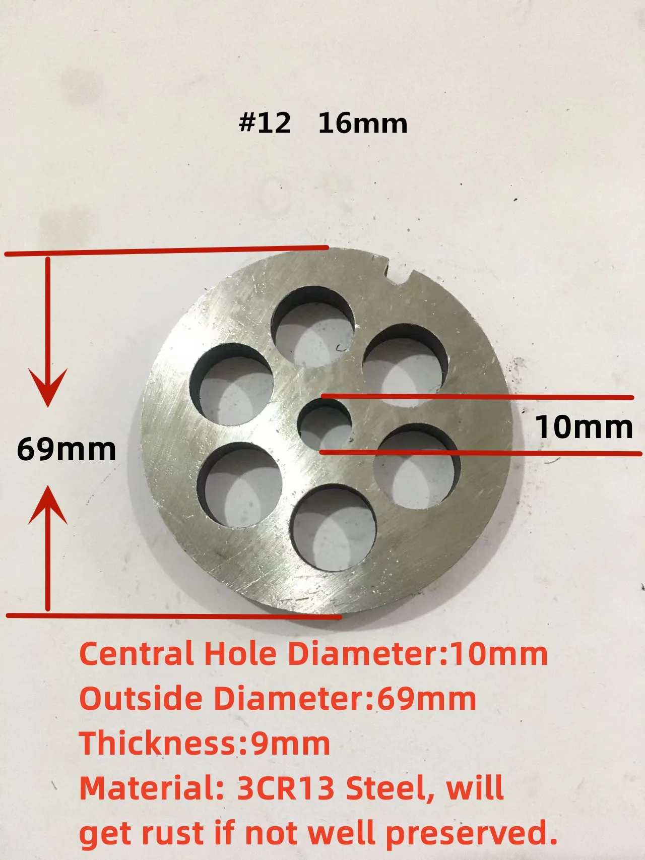 #12 Type Replaceable Meat Grinder Plate Hole 3-20mm Manganese Steel Chopper Mincer Disc For Mixer Food Chopper