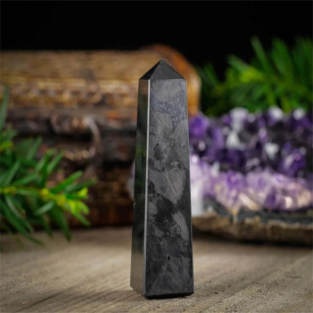 Natural  Shungite Stones Crystals Point Wand Healing Crystal Pyramid Shungite Tower Elite Protection Wiccan Decorate