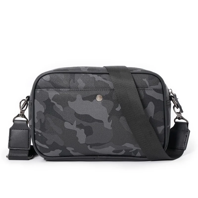Kamuflaż PU skórzana torba męska Fashion Design męskie torby typu Crossbody wielofunkcyjne torby na ramię z paskiem męska luksusowa torebka