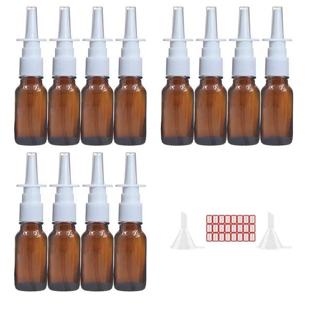 5pcs 5ml-100ml Empty Refillable Amber Glass Nasal Sprayers Vial