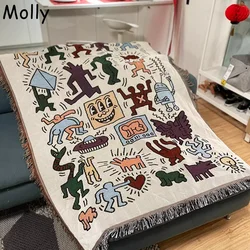 Messy Puzzle Sofa Throw Blanket Graffiti Air Condition Blankets for Bed Dust-proof Sofa Towel Outdoor Camping Mat Decor Tapestry