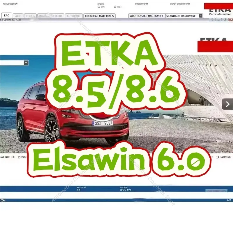 Hot ETKA 8.5/8.6+ Elsawin 6.0 Auto Repair Car Software Group Vehicles Electronic Parts Catalog For V/W+AU//DI+SE//AT+SKO//DA