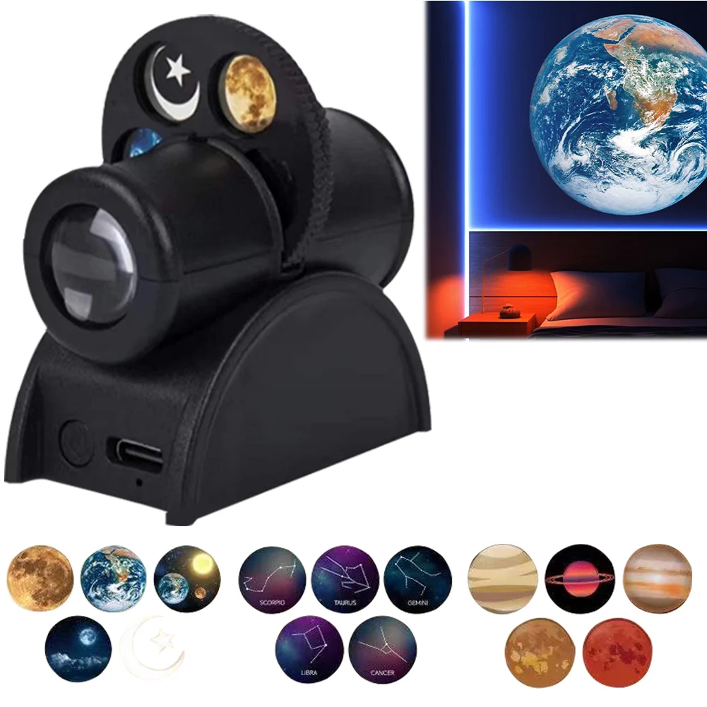 

Earth Moon Projection Lamp USB Rechargeable Background Atmosphere LED Night Light Starry Projector for Kids Bedroom Wall Decor