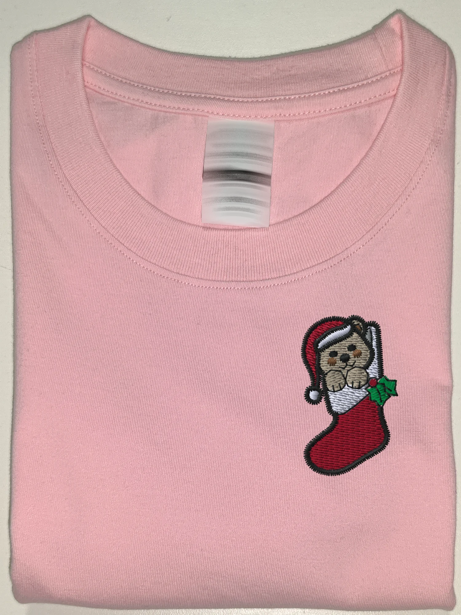 

Christmas Bear In A Sock T-Shirts Funny Embroidered Tshirt Embroidery T-Shirts Christian Tshirt Men Gifts For Men Birthday