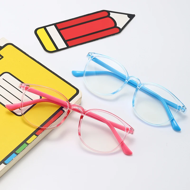 

Прозрачные очки с антирадиационным фильтром для мальчиков и девочек, милые красочные круглые очки для путешествий, детские очки с блокировкой синего света