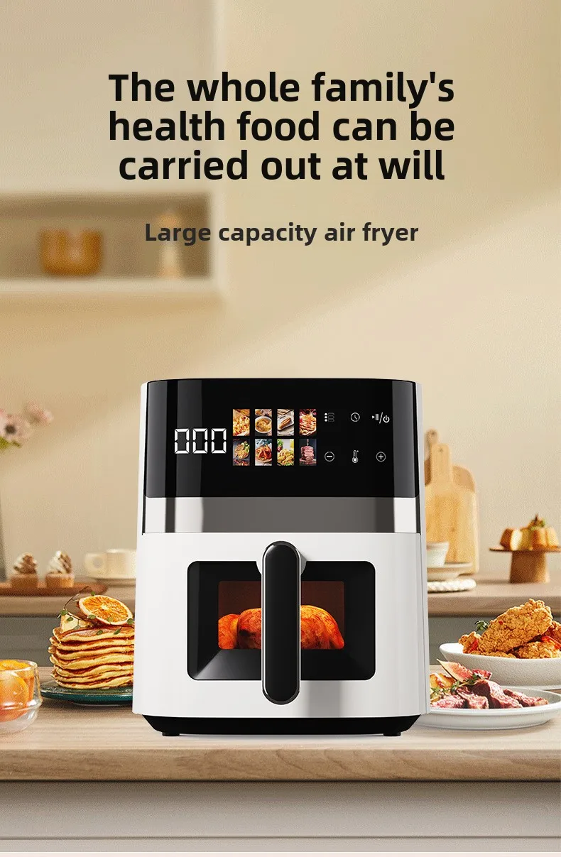 Household air fryer stainless steel multifunctional intelligent large capacity visual electric fryer