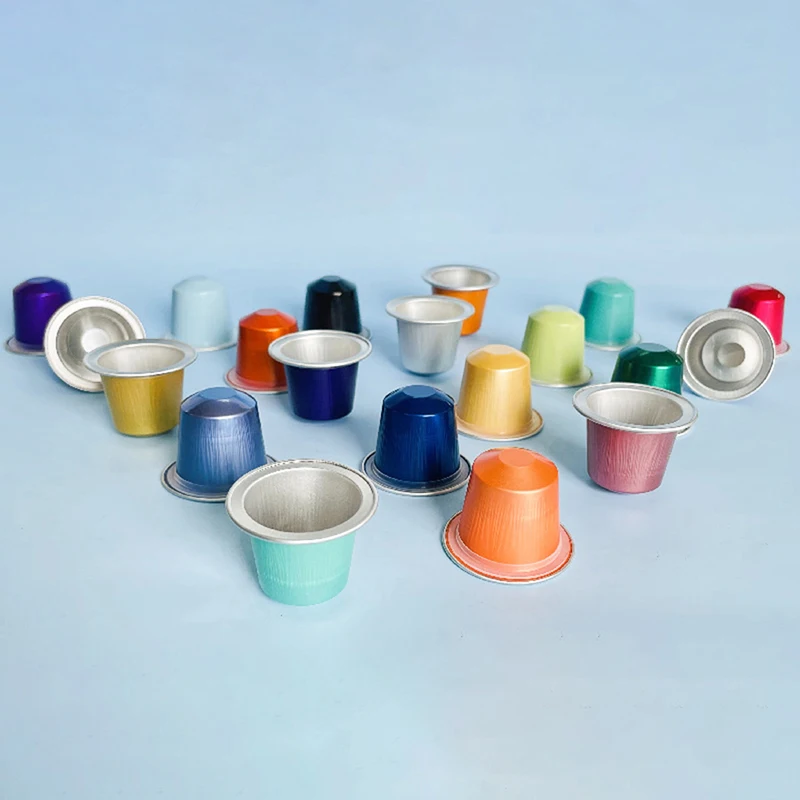 10Pcs/set Reusable Nespresso Coffee Capsules Disposable Nespresso Pods Empty Aluminum Foil Coffee Capsule With Lids Coffeeware