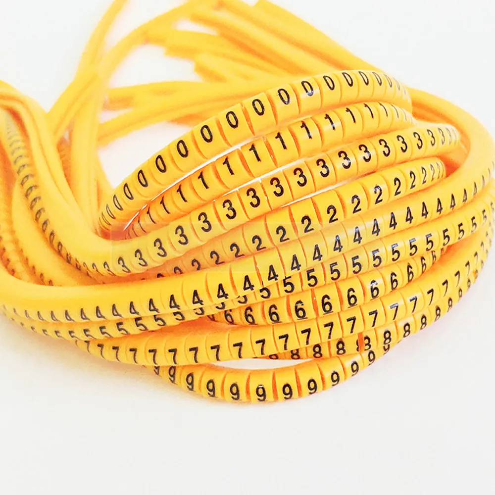 PVC cable marker  EC-0 EC-1 Cable Wire Marker Number 0 to 9 Cable Size 1.5 sqmm yellow color PVC cable markers insulation marker