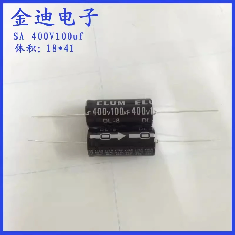 

Высоковольтный горизонтальный осевой поляризованный алюминиевый электролитический конденсатор ELUM 400В 100мкФ 18X41мм