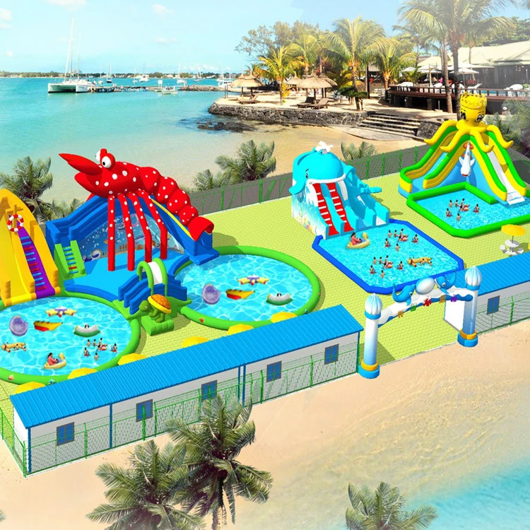 Parque Acuático Inflable Gigante para Uso Residencial en Venta, Instalaciones de Entretenimiento Acuático Inflables