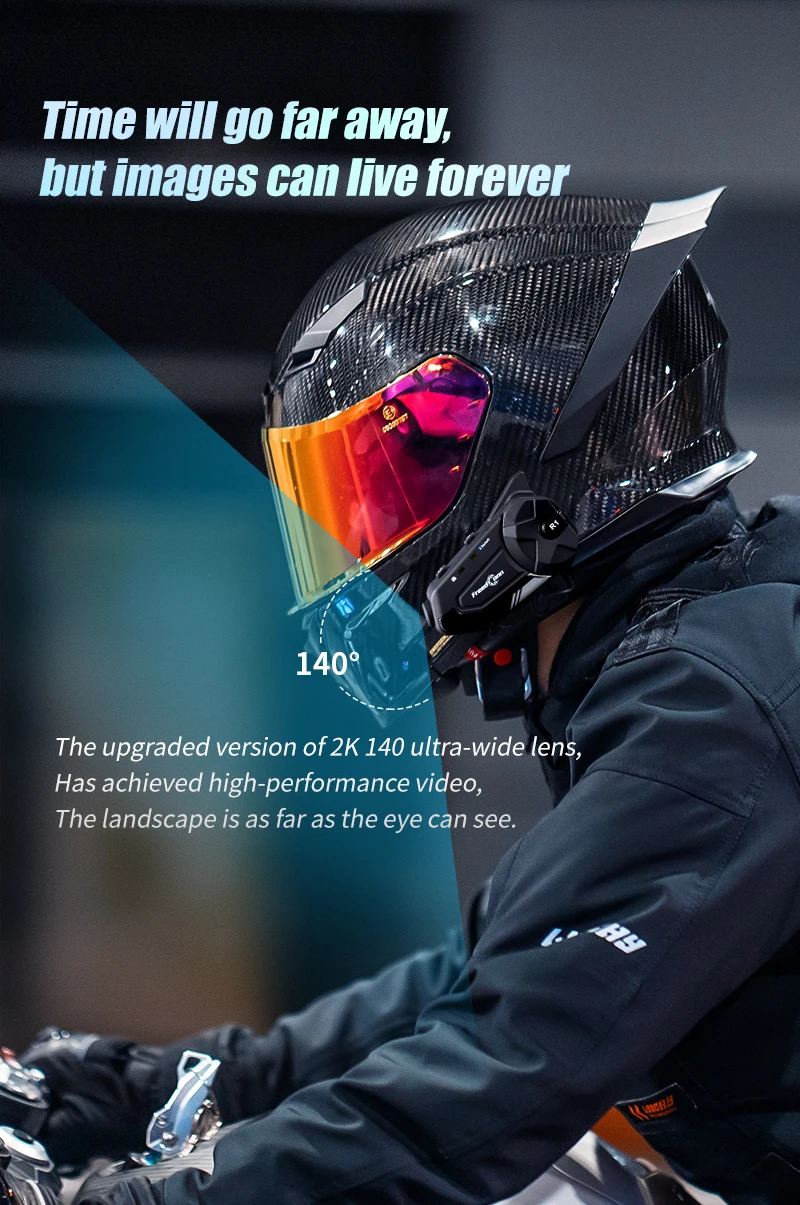 FreedConn R1 Pro 2K WIFI سماعة رأس بلوتوث إنترفون خوذة كاميرات للدراجات النارية #4