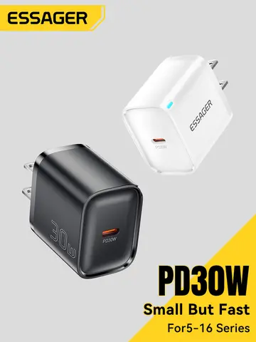 Essager Mini 30W tipo C cargador PD QC3.0 cargador rápido tipo C para iPhone 16 15 14 13 Pro Samsung S25 Xiaomi iPad adaptador de viaje