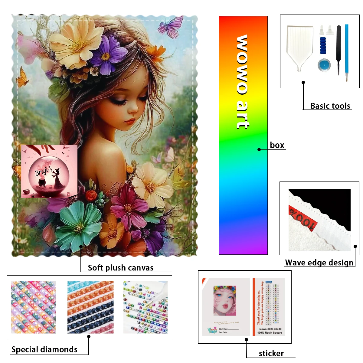 

【Bruji_ Diamond Art】Flower Girl Crystal AB Rhinestone FD Rhinestone Perfect Resin Diamond