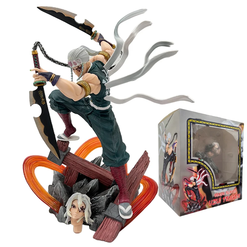 27cm Tengen Uzui Anime Figure Battle Uzui Tengen Action Figure Kanroji Mitsuri/Agatsuma Zenitsu Figurine Collectible Model Toys