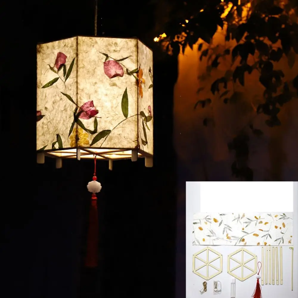 

Portable Wooden Mid-Autumn Festival Lantern LED Light Creative Handmade Hanging Lamp Chinese Style Drawing Art Lantern Festival