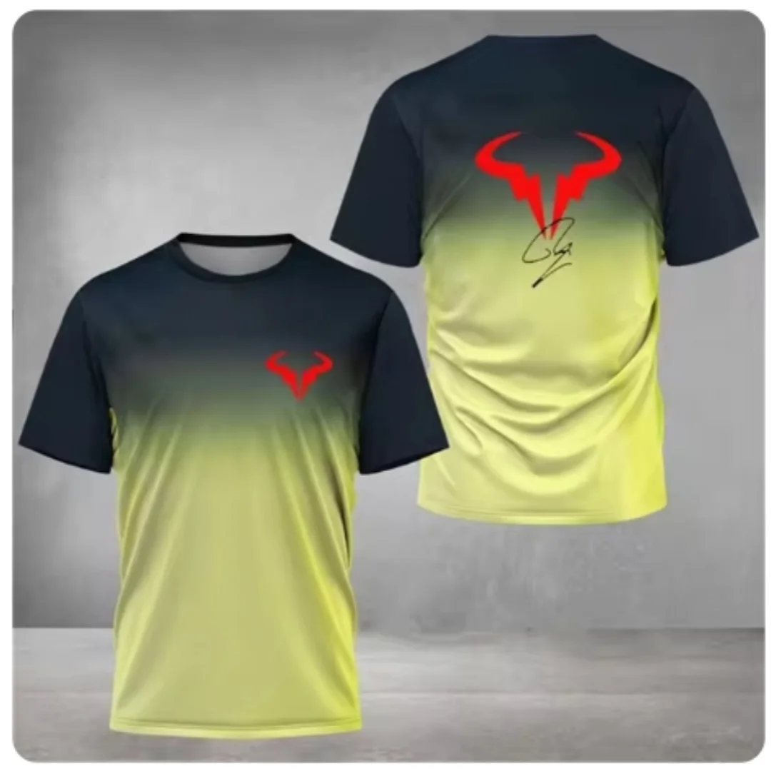 Camiseta de badminton de manga curta masculina, roupa esportiva casual com decote em O, camiseta de tênis ao ar livre, moda verão