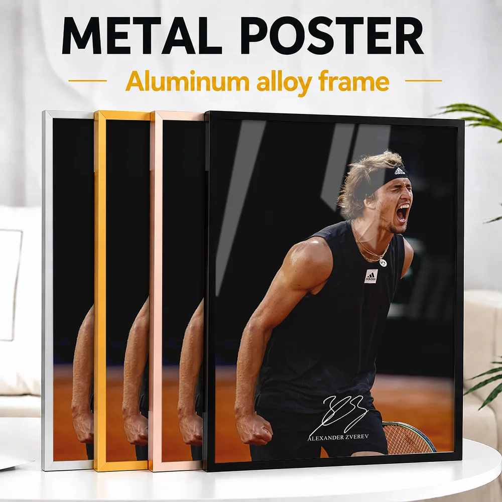 Alexander Zverev Tennis Player Celebration Framed Metal Print Customized Victory Tribute Wall Art For Athletes Decorating Gym