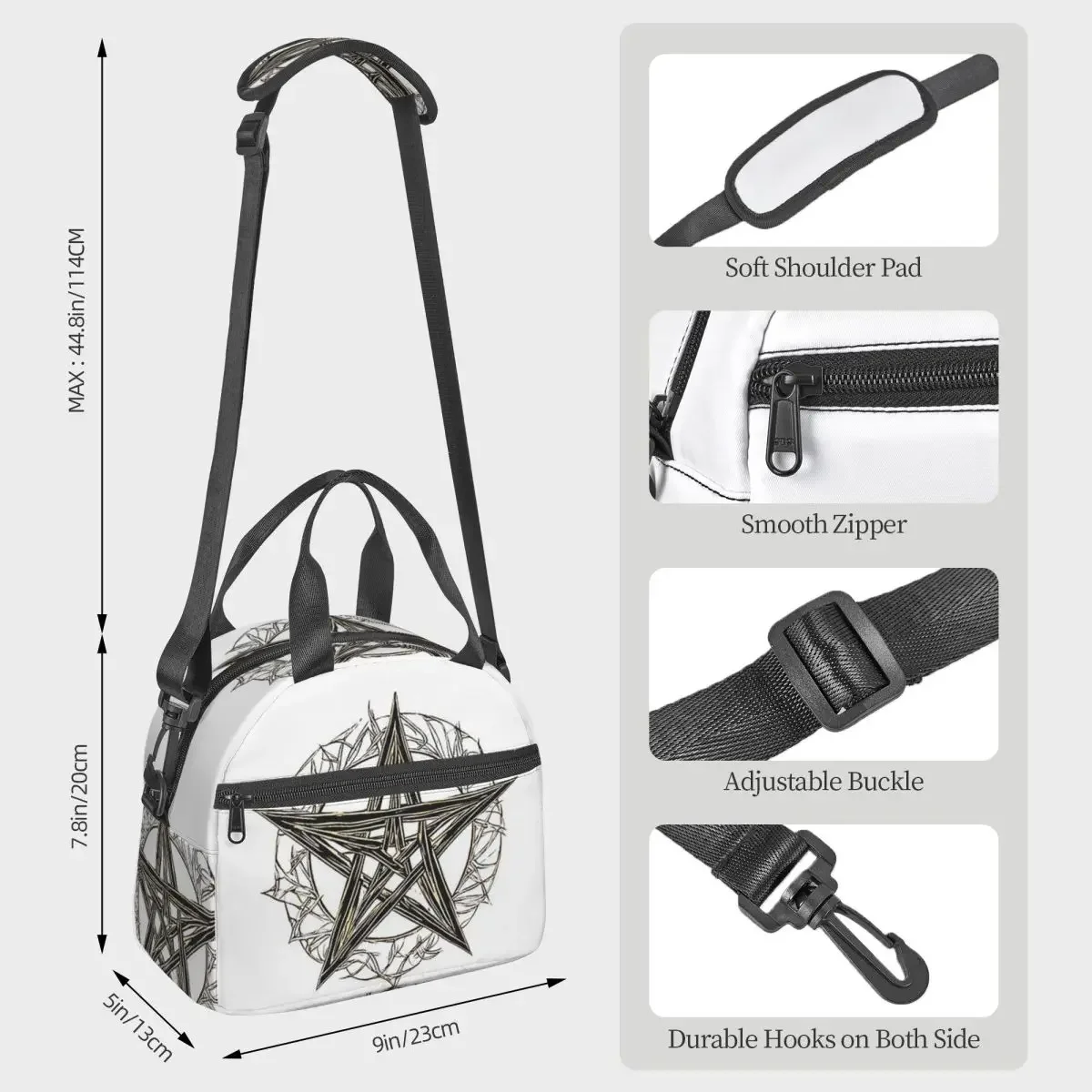 Occult Satanic Pentagram Lunch Bags Insulated Bento Box Lunch Tote Leakproof Picnic Bags Thermal Bag for Woman Girl Office