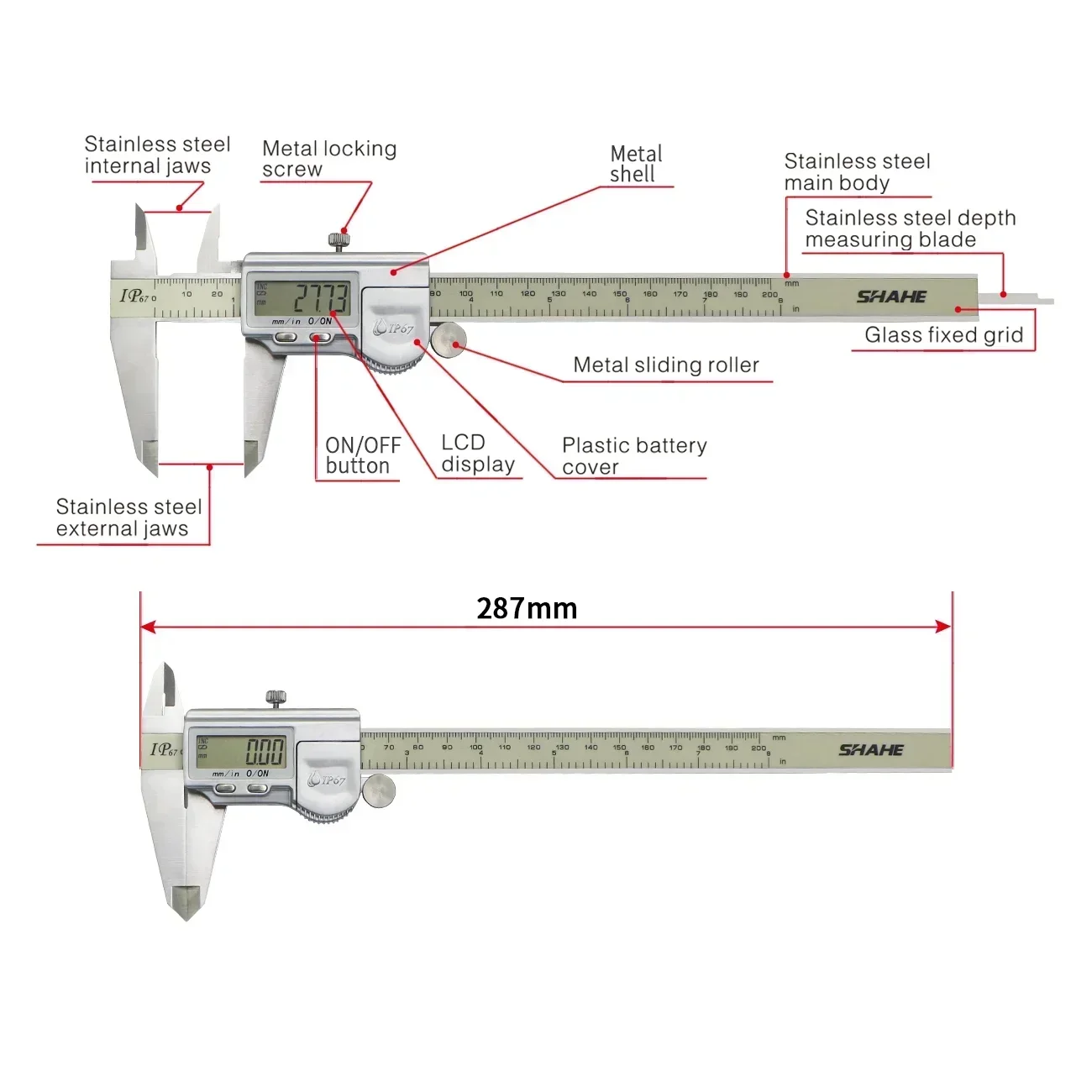 SHAHE Digital Vernier Caliper IP67 200mm 8