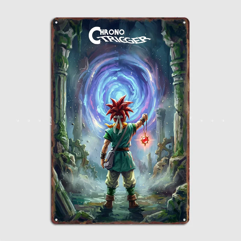 Chrono Trigger Crono Facing Time Portal Metal Posters Sign Bar Custom Bedroom Indoor Wall Decor Tin Room Decoration Home Decor