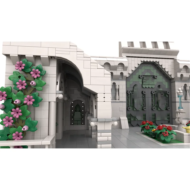 Magische ringen Moc Bouwstenen Gondor Palace Binnenplaats Modelbouwtechnologie Modulair blok DIY Kerstspeelgoed Vakantiecadeaus
