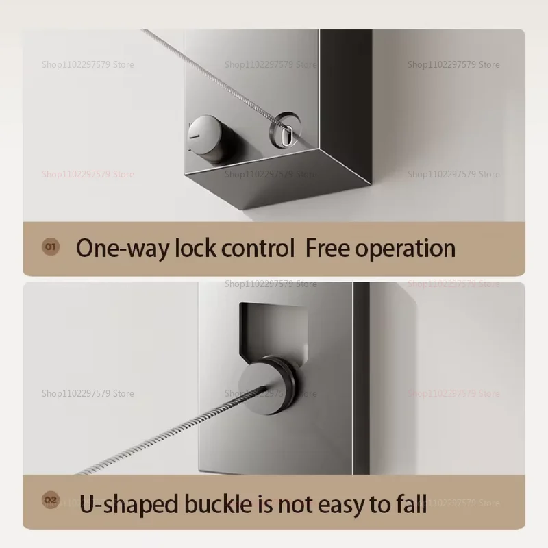 حبل الغسيل القابل للسحب من الفولاذ المقاوم للصدأ، ماكينة تجفيف الملابس، حبل موفر للمساحة، رف تجفيف الملابس للمنزل #3