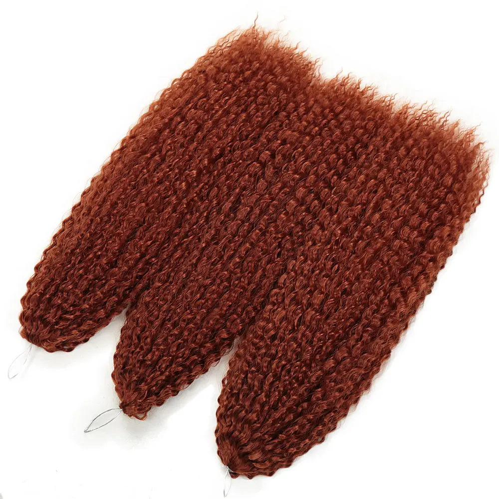 20-28 Inch 3pcs Afro Curl Kinky Curly Hair Twist Crochet Hair Synthetic Braids Fake Hair Ombre Pink Red Braiding Hair Extensions