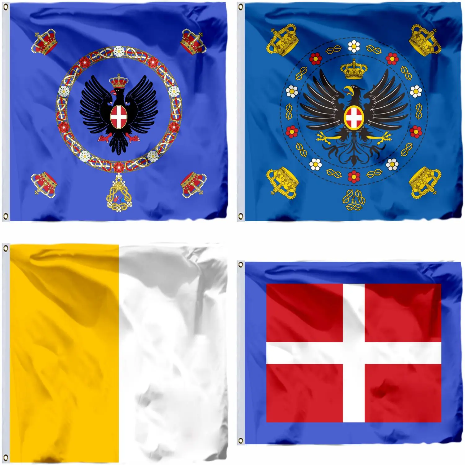 Italy Royal Standard 1880 Flag 4x4ft Papal States IT and Naval Jack 120x120cm Banner 60X60CM 3X3FT