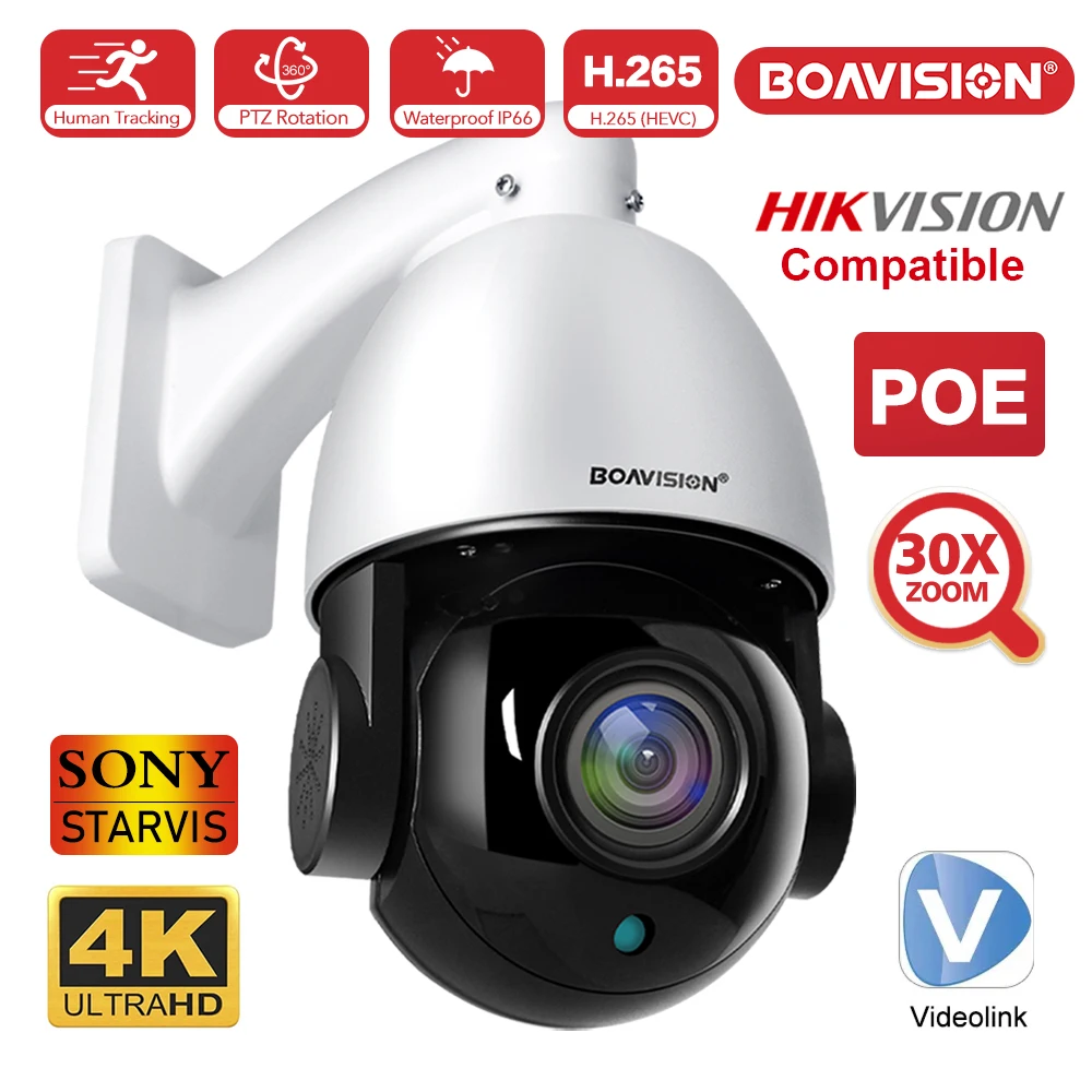 

Наружная 30X Zoom POE PTZ 4K 8MP 5MP H.265 аудио скоростная купольная IP камера ночного видения 80M камера видеонаблюдения протокол Hikvision совместимый