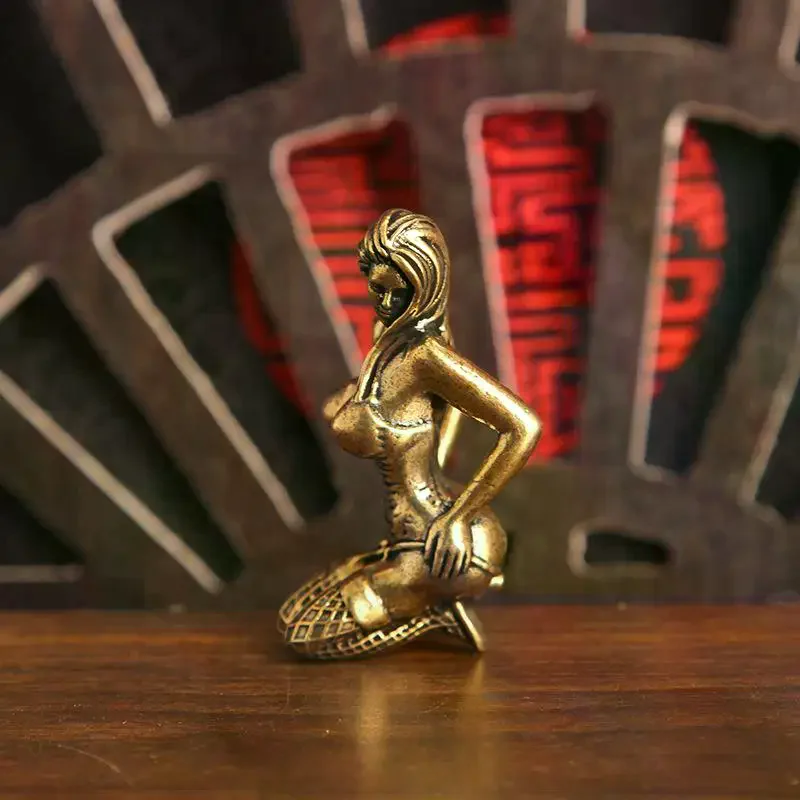 Kneeling Nude Lady Statue Kneeling Women Figurines Nude Brass Ornament For Home Bookshelf Bedroom Decor