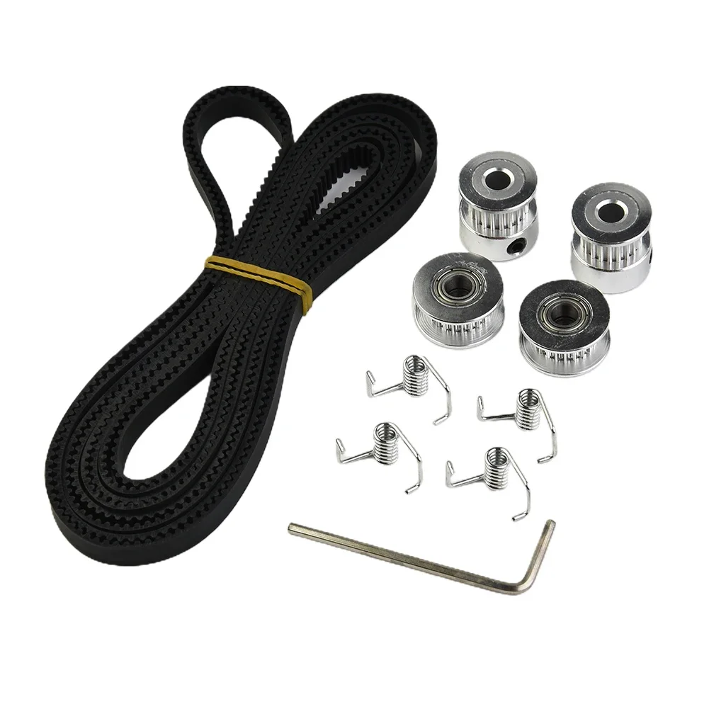 2X  Pulley 20 Teeth Bore 5mm +  6mm Timing Belt & 2X Idler 4X Tension F8M6 Tensioner Spring Hex Wrench Idlers Printers CNC Parts