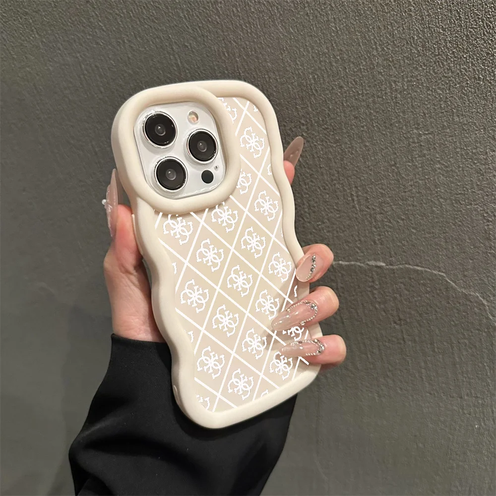 Fundas de teléfono con patrón de macarrón ondulado para iPhone 16 15 14 13 12 11 X XR XS 7 8 Plus Pro Max iPhone13 E ProMax A-guess-P marca con logotipo