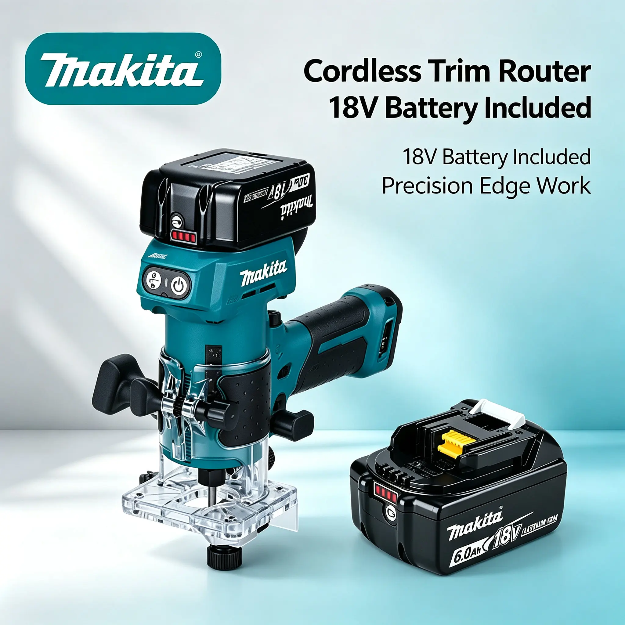 Effizienter Makita DRT52 18V LXT Akku-Kompaktfräser – Batteriebetriebene Handfräsmaschine für präzise Kantenbearbeitung, Nutfräsen, Schlitzbearbeitung, Möbelreparatur und individuelle