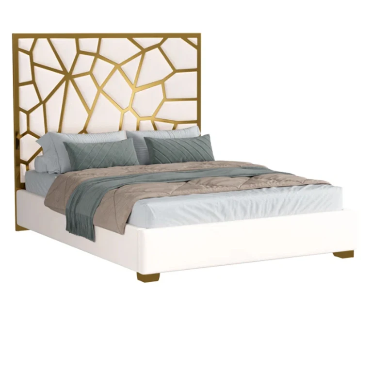 # Hot Selling Velvet Chesterfield Upholstered Headboard king Queen Size Bed Frame White Bed for House for Children