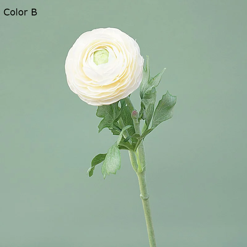 2-Head Ranunculus Branch Wedding Table Decoration Room Decor Fake Plants Flower Arrangement Supplies Marriage Flores