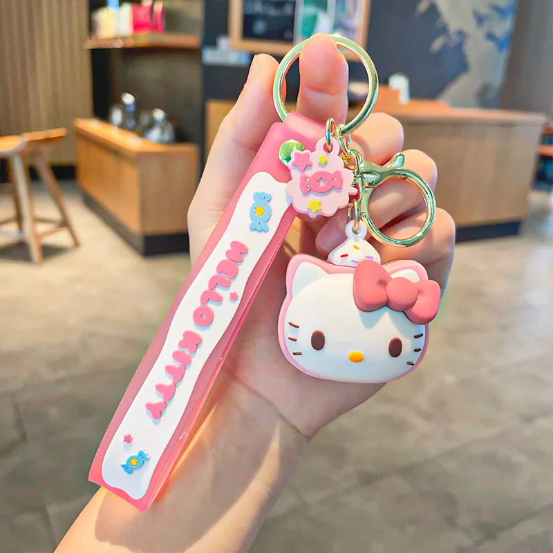 Kawaii Sanrio Cinnamoroll Keychain Cute Cartoon Anime Kuromi My Melody Snack Series Backpack Decoration Key Ring Birthday Gifts