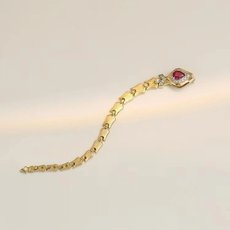 Luxury High Jewelry Copy Ruby Diamond Spinel Snake Chain Finger Band Rings Gold Boa Python Cocktail Rings Bijoux Dropshipping