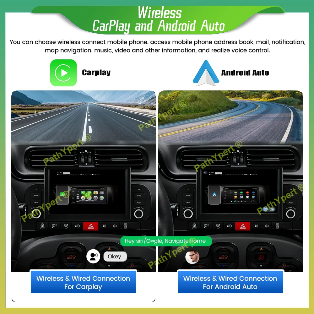 Wireless Carplay Auto For FIAT Panda 2013-2020 7 Inch Car Multimedia Player Android 15 GPS BT 4G+WiFi 8 core 8G+256GB DSP Stereo