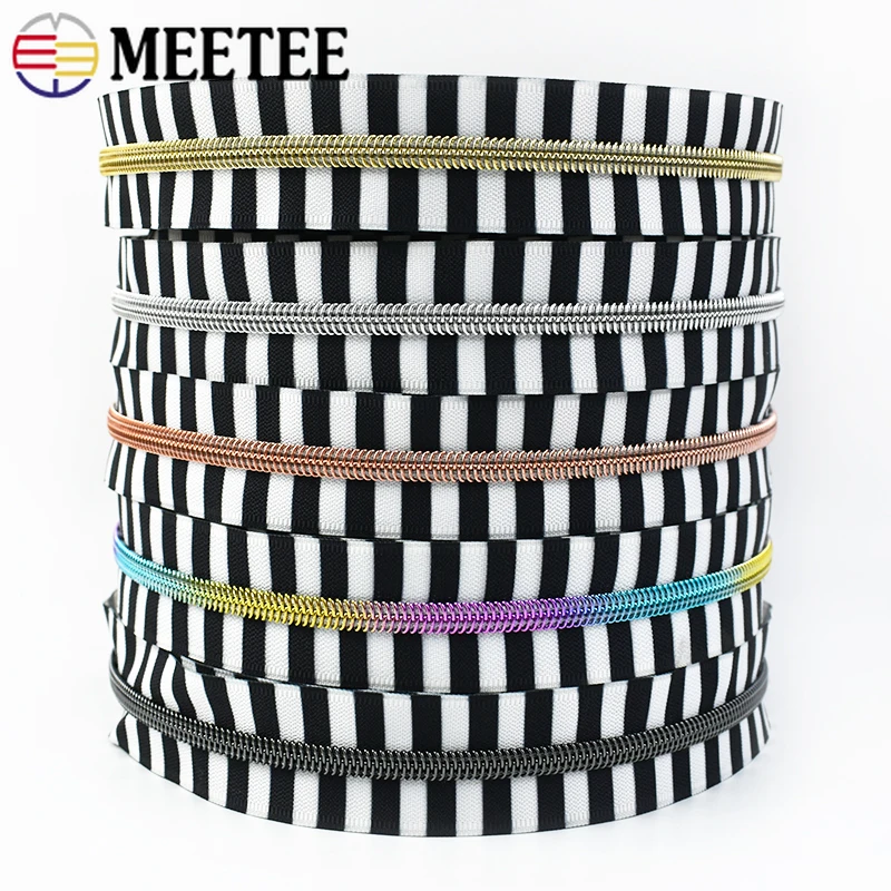 

2/5/8/10M Meetee 5# Sewing Nylon Zippers By The Meter Clothing Bag Decoration Zipper Closures Coil Zip Repair Kit DIY Accessory