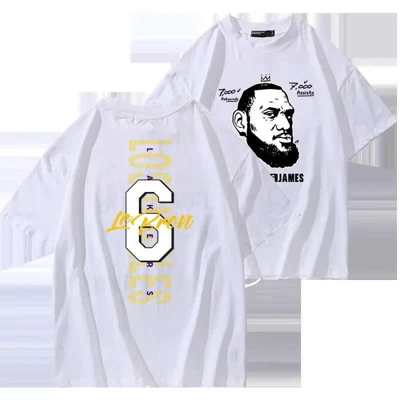 2025 LeBron James 100% cotton summer men's short-sleeved t-shirt outdoor casual tops street fashion men's clothing