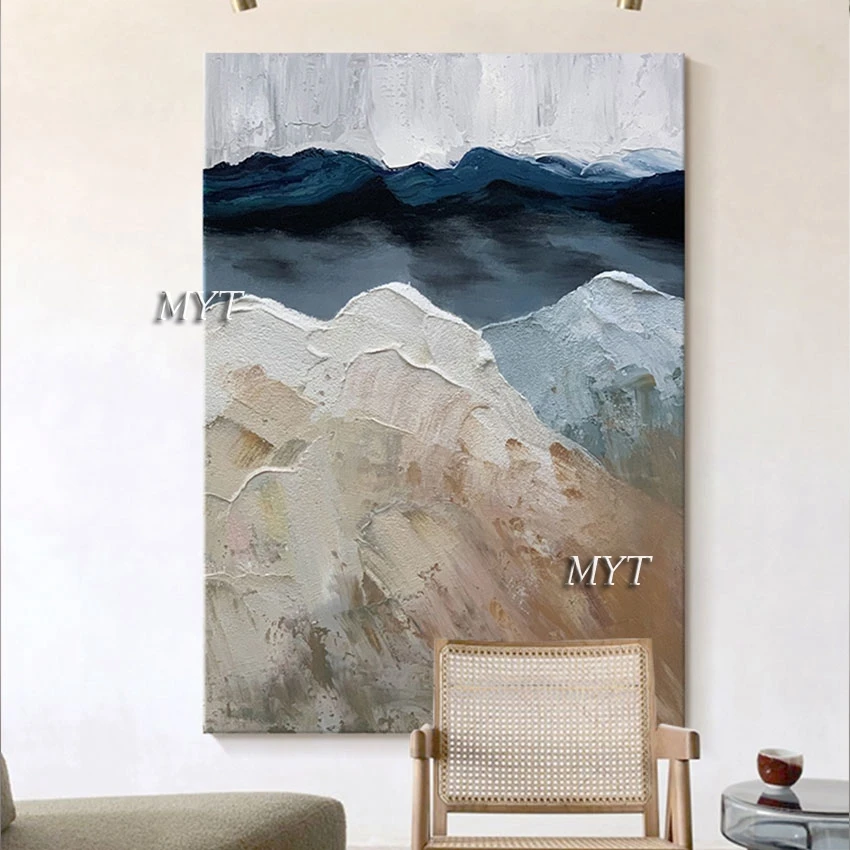 

Художественное украшение на холсте без рамок, контрастный дизайн, абстрактная масляная живопись ручной работы, Современная Настенная картина для ресторана, домашний декор