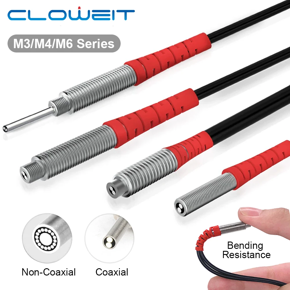 Cloweit Optical Fiber Sensor Optic Compatible Various Amplifier Photoelectric Switch High Sensitive M3 M4 M6 FRS-310/410/610