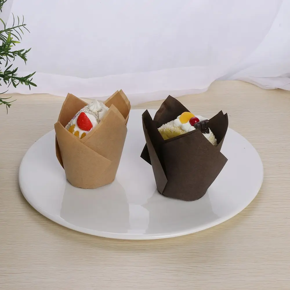 50Pcs Paper Cake Decoration Tools Mold Tulip Flower Chocolate Cupcake Wrapper Baking Muffin Paper Liner Holder Disposable