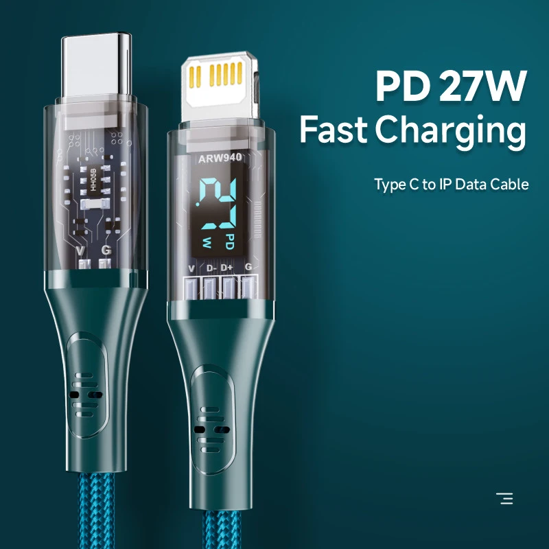 27W PD USB-C to iPhone Digital Display Cable For iPhone 14 13 12 11 Pro Max Mini Fast Charger X XS XR 7 8 6 Plus SE 2020 Wire