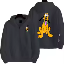 Pluto Men Cartoon Double Sided Zip Hoodie